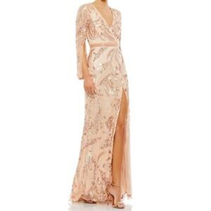 MAC DUGGAL‎ 5222 MOTHER OF THE BRIDE ROSE GOLD DRESS BLUSH SEQUIN DRESS SIZE 22